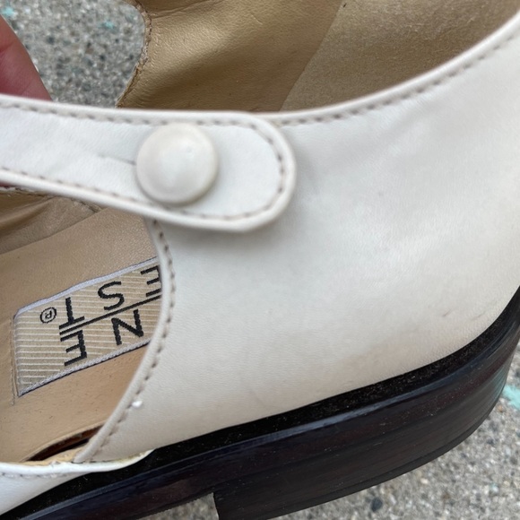 Nine West Vintage Cap Toe Block Heel Cream tan heels casual 7M preloved - Picture 3 of 8